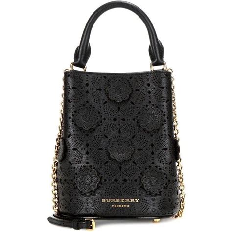 Burberry Perforated Leather Bucket Bag Tote on SALE 